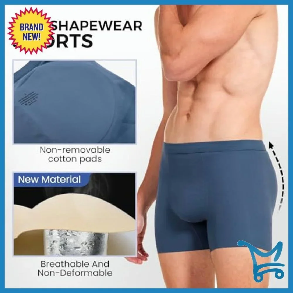 Men's Seamless Padded Boxer Briefs Body Shaper Butt Lifter Shapewear